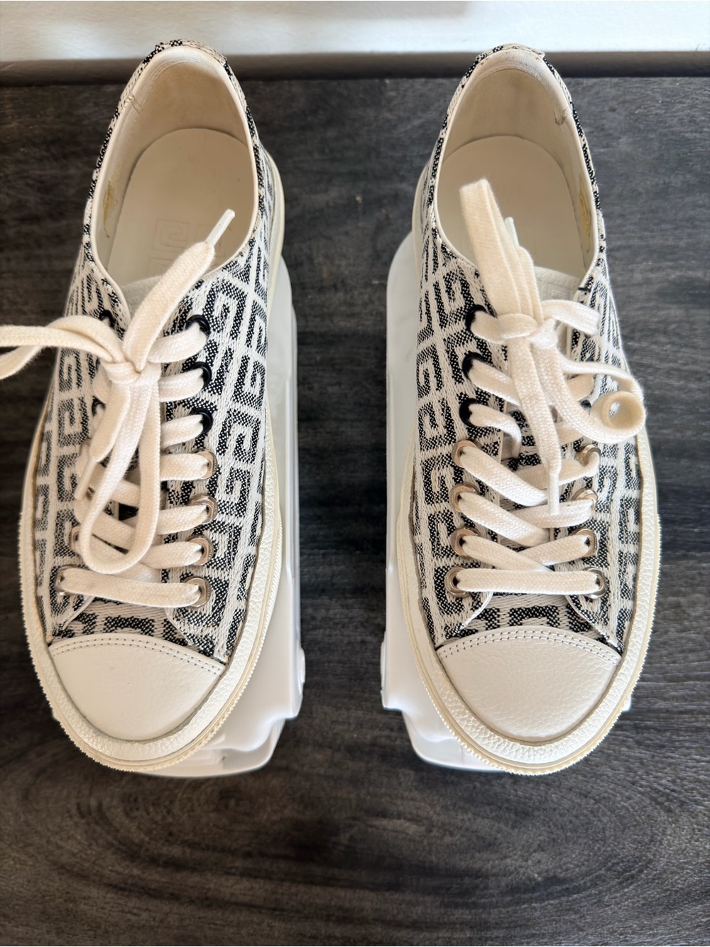 Givenchy Monogram Low-Top Sneakers in Cream and Black